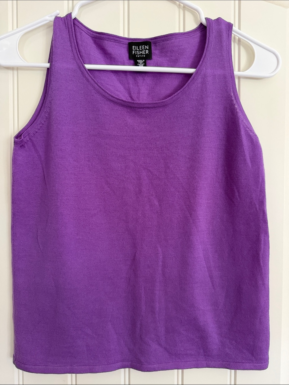 EILEEN FISHER 100% Wool Vibrant Purple Scoop Neck Tank
